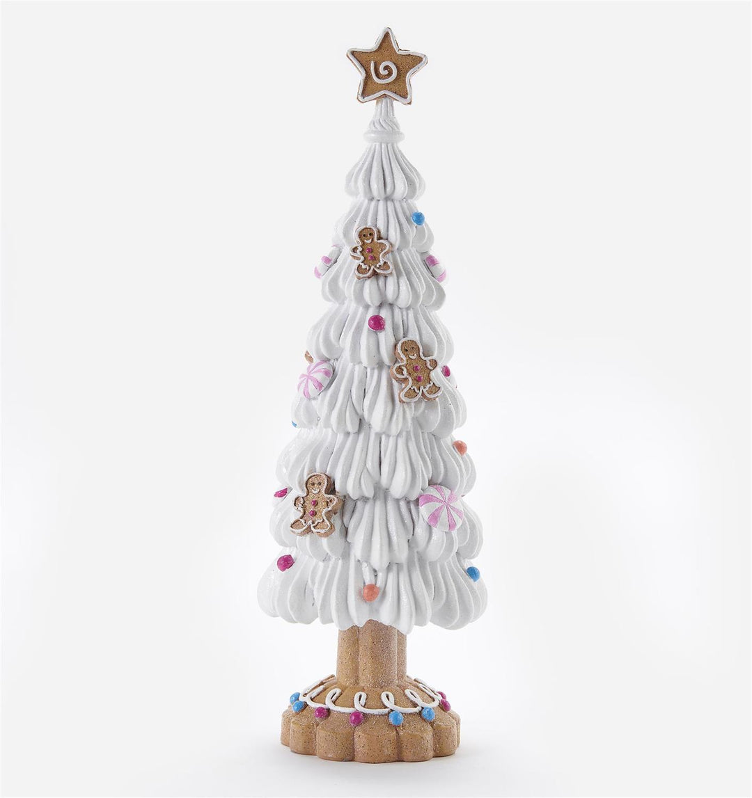 White Christmas Tree W/Gingerbread Man