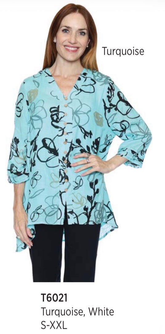 Long Sleeve Patterned Collared Top