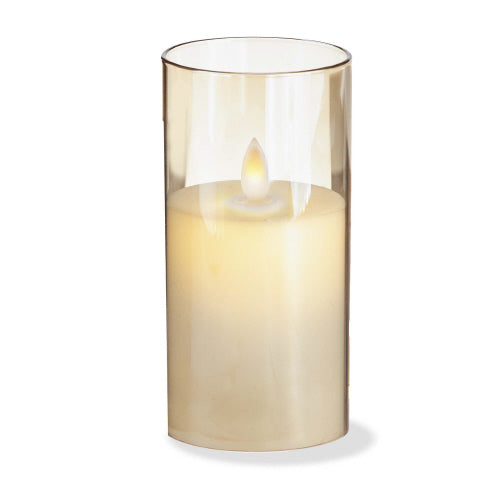 Estella LED Amber Glass Pillar Candle