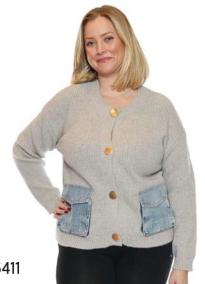 Button Up Sweater W/Gold Buttons