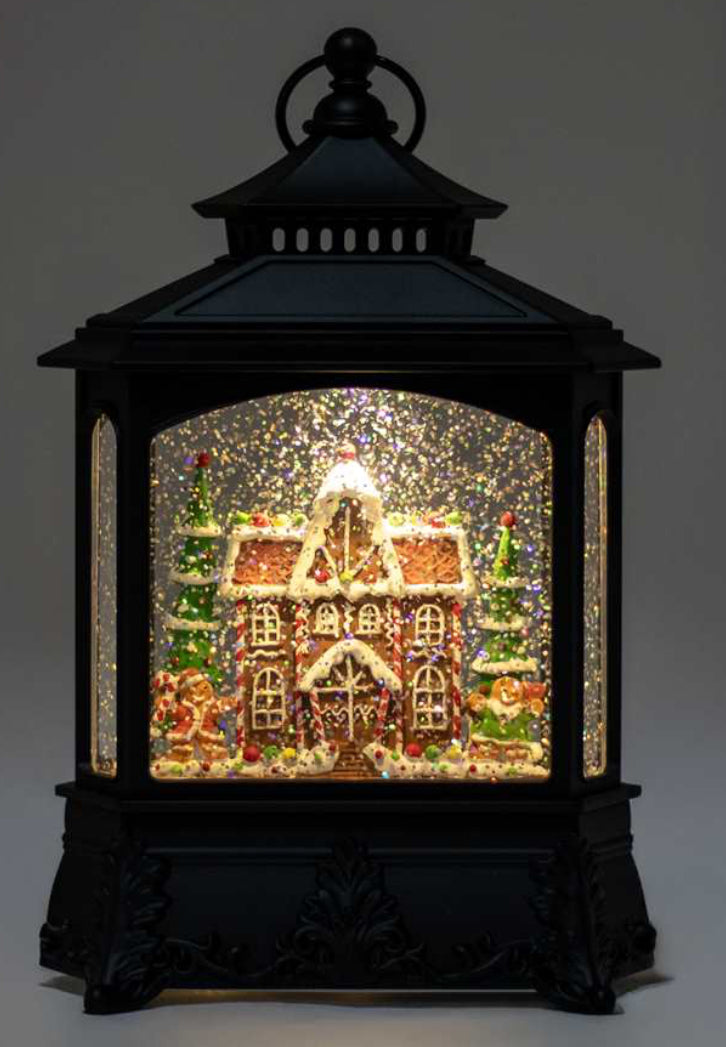 LED Gingerbread House Water Lantern