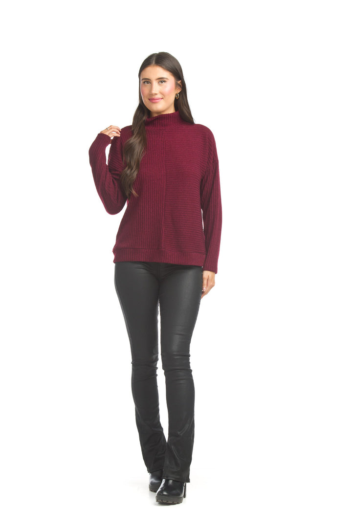 Mock Neck Ribbed Knit Top