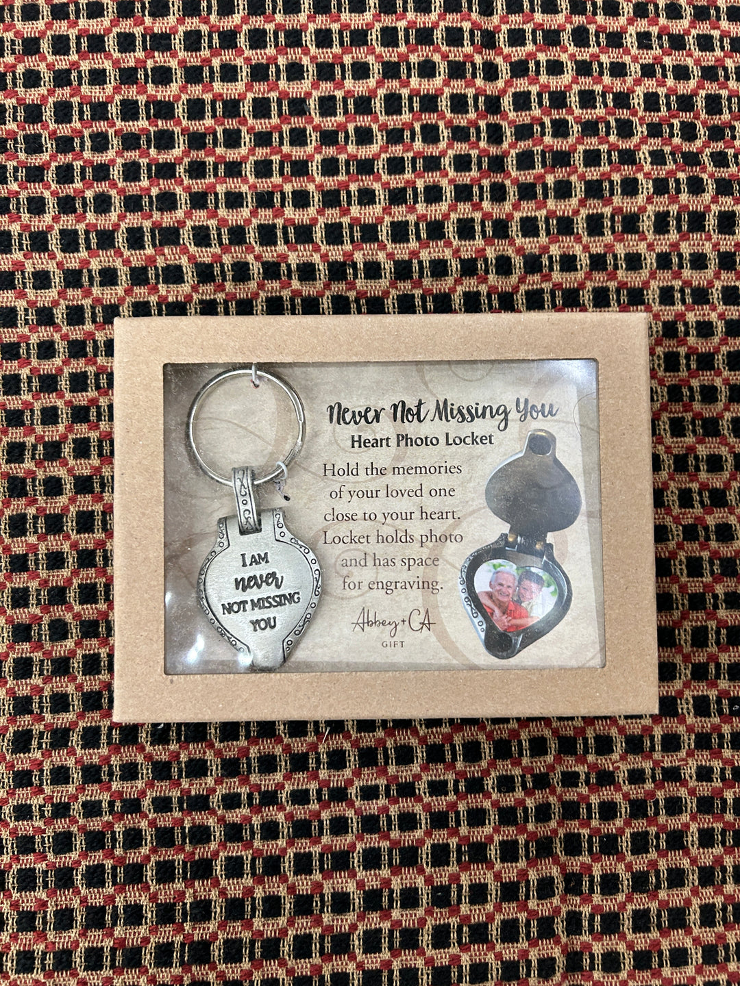 Never Not Missing You Photo Heart Locket Key Ring