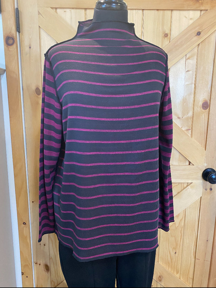 Reversible Block Plaid Mock Neck Sweater