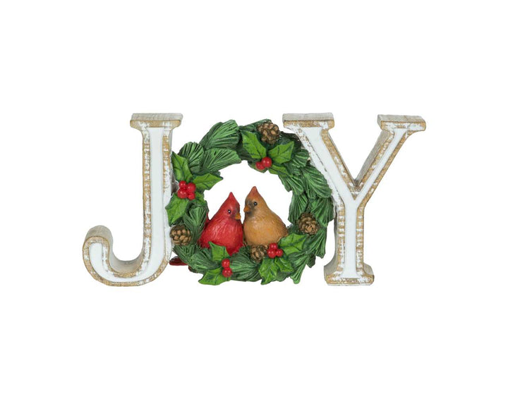 Christmas Word Shelf Sitter W/Cardinal & Wreath