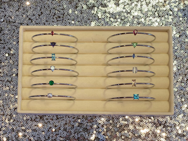 Silver Birth Gem Bracelet