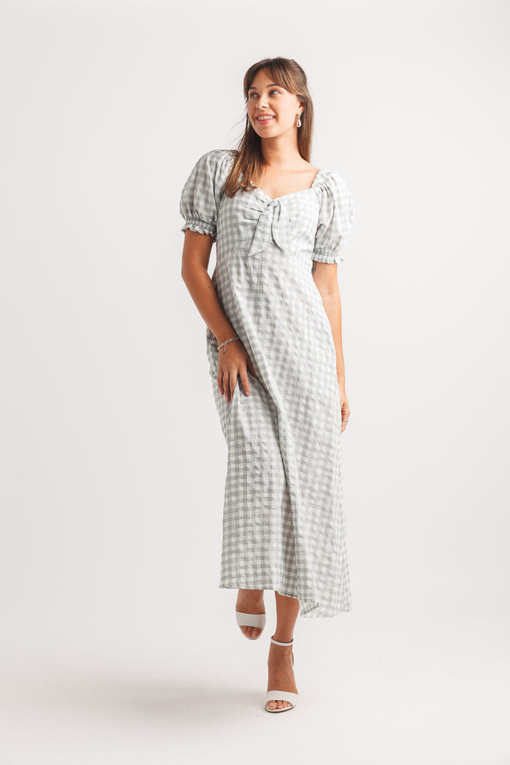 Gingham Puff Sleeve Dress