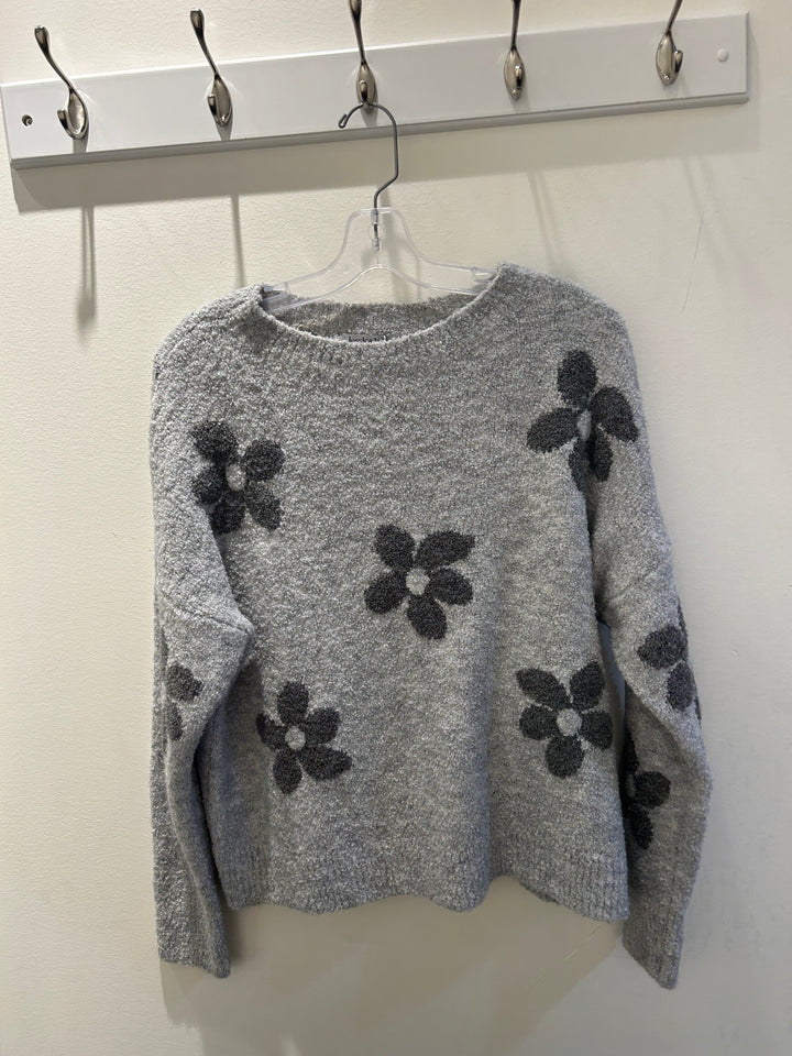 O/S Knit Flower Cozy Sweater