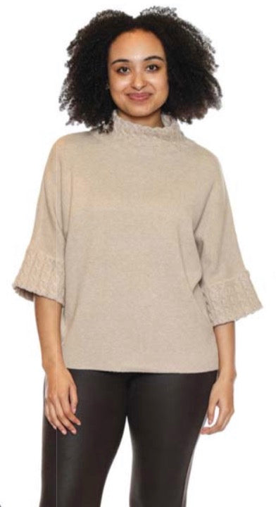 Half Sleeve Sweater W/Cable Knit