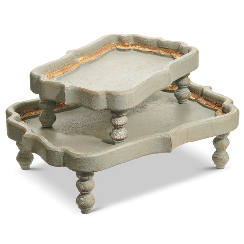Distressed Blue Footed Tray