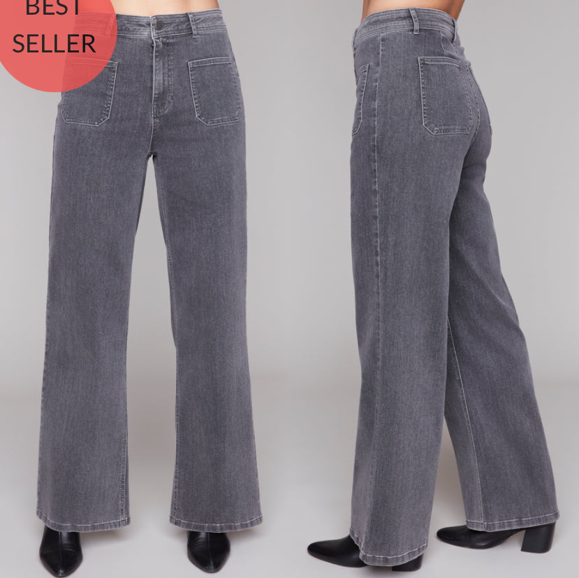 Straight Leg Washed Grey Denim Pant