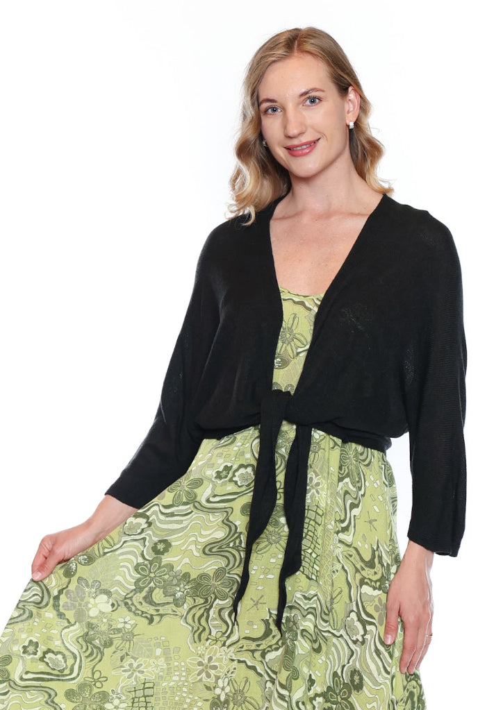Cropped Front Tie Cardigan