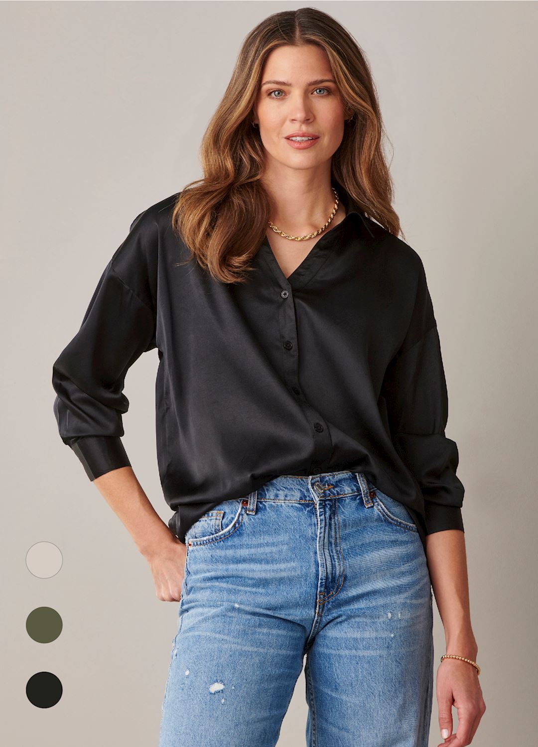 Button Down Satin Blouse