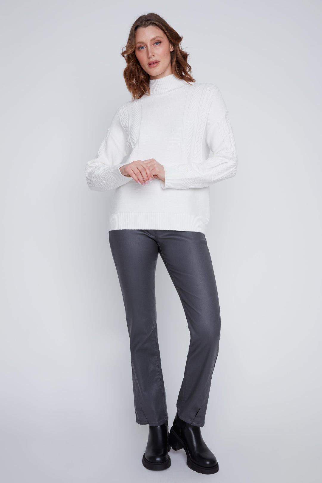 Long Sleeve Mock Neck Knit Sweater