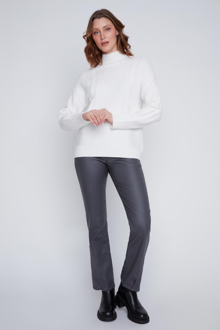 Long Sleeve Mock Neck Knit Sweater