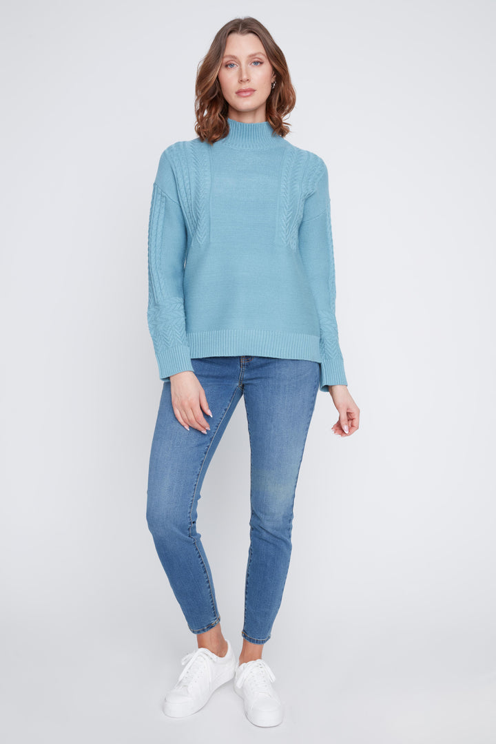Long Sleeve Mock Neck Knit Sweater