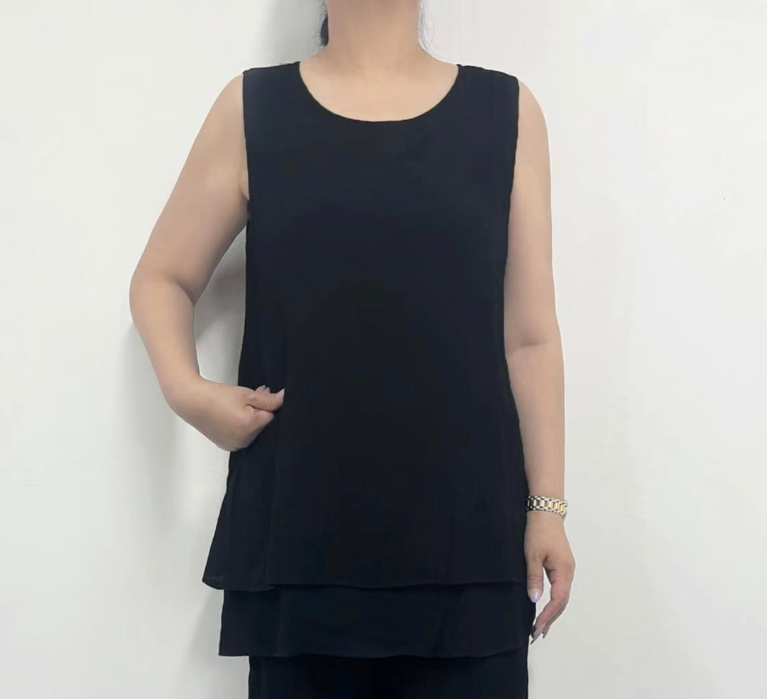 Black Flowy Sleeveless Top