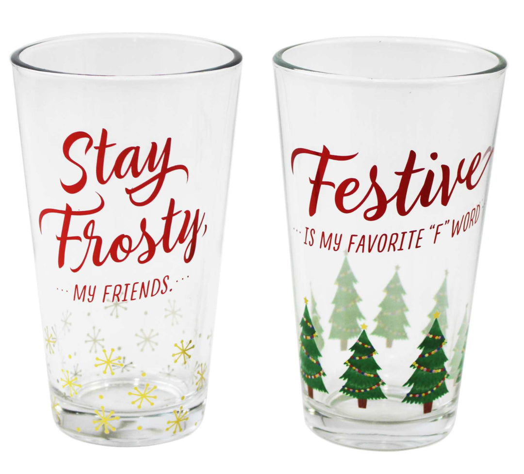 Festive/Frosty Pint Glass