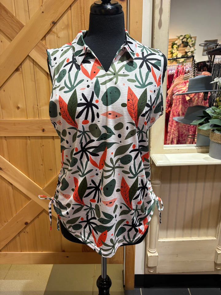 Floral Pattern Sleeveless Top