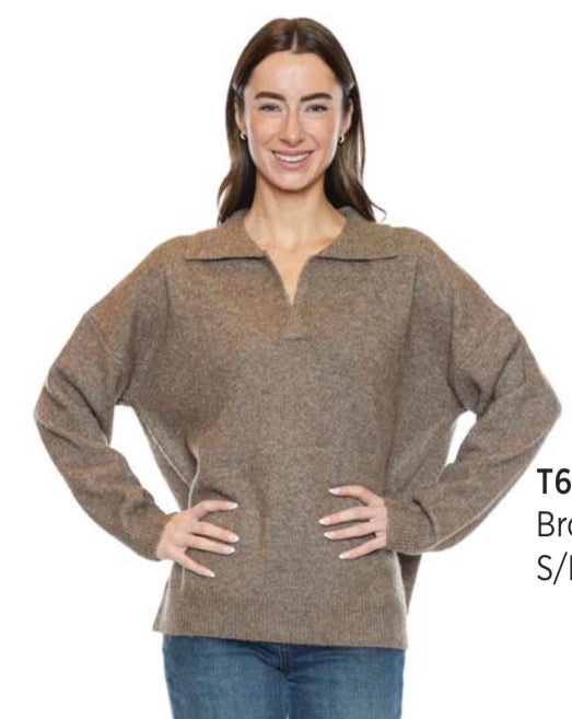 Polo Style Knit Sweater
