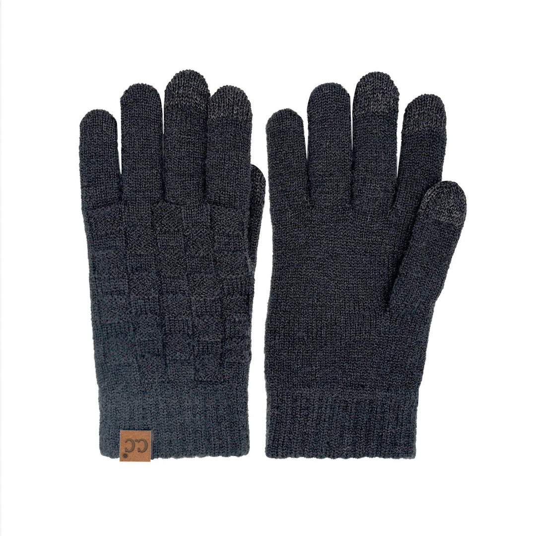 CC. Woven Checkered Textured Gloves