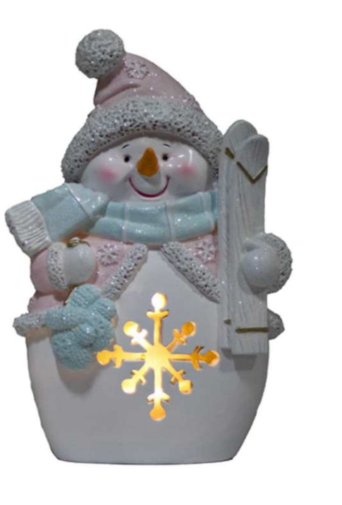 LED Resin Snowman Figurine
