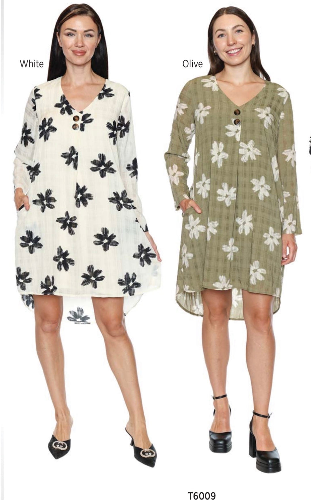 Long Sleeve Flower Print Dress