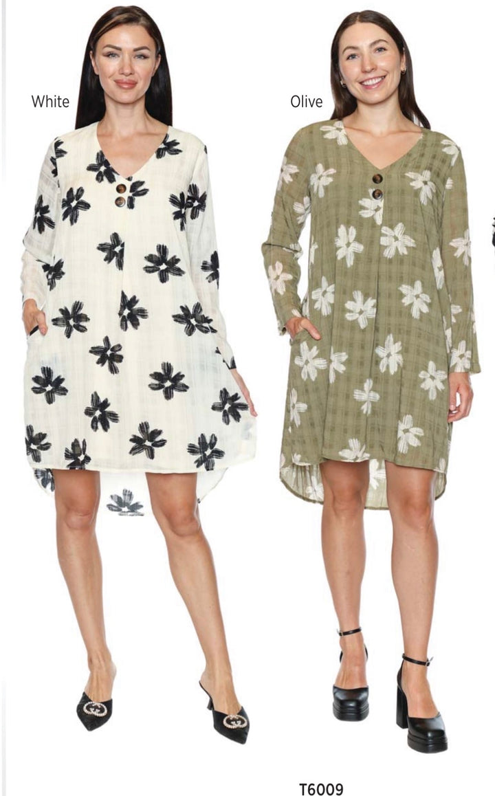 Long Sleeve Flower Print Dress
