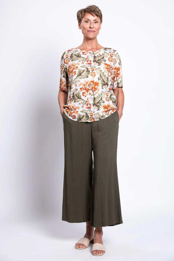 Liza Khaki Tapestry Bamboo Top