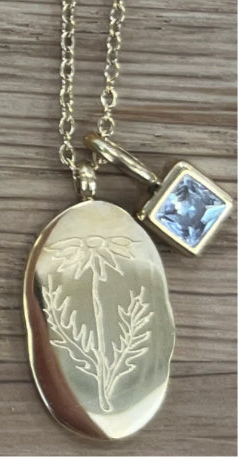 Gold Birth Flower Necklace W/Charm