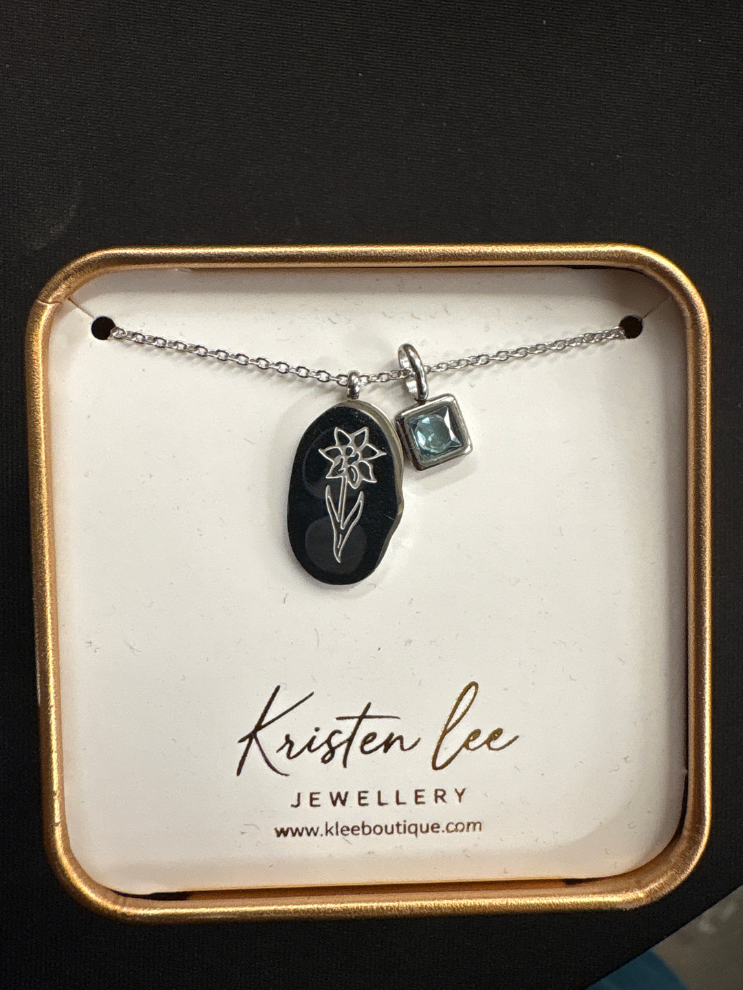 Silver Birth Flower Necklace W/Charm