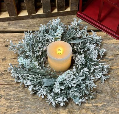 4.5” Winter Frosted Candle Ring