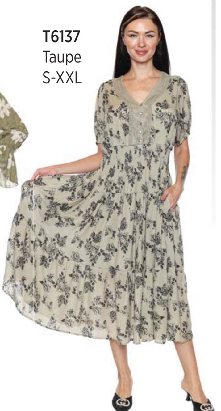 Flowy Sleeve Flower Print Dress