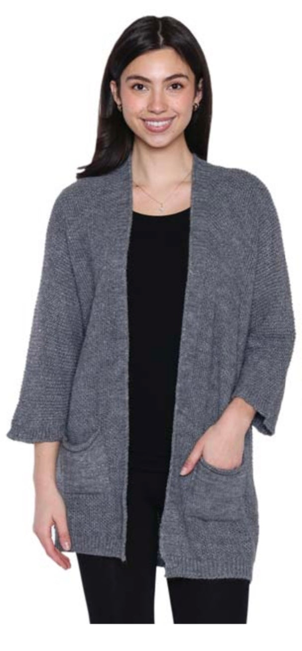 Knit Grey Cardigan W/Sparkle Fleck