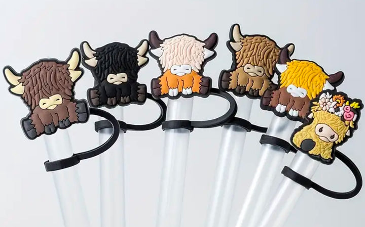 Highland Cow Straw Toppers