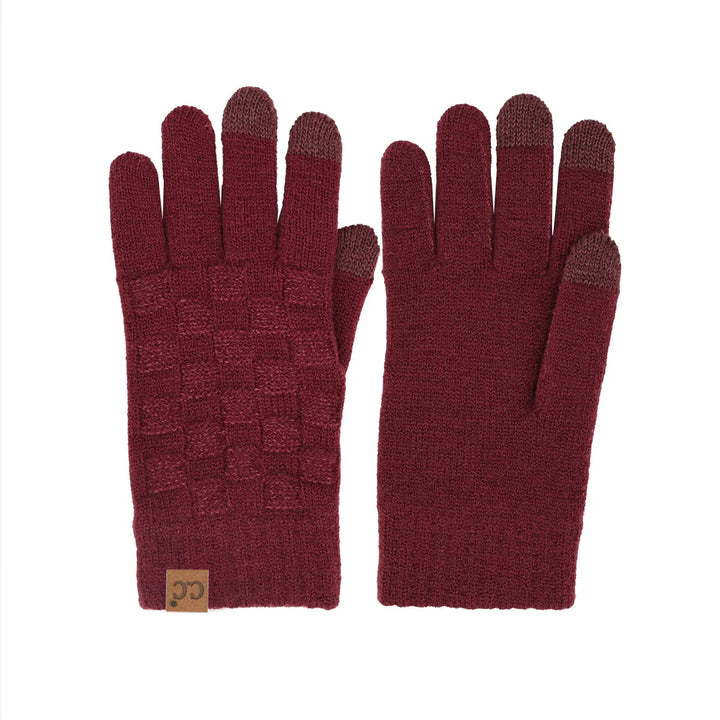 CC. Woven Checkered Textured Gloves