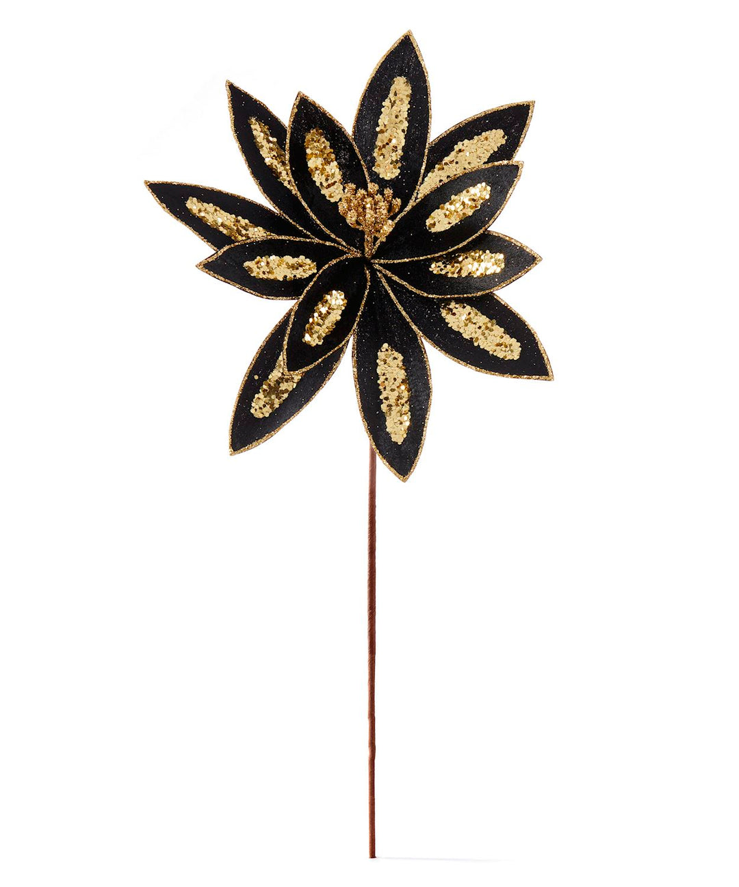 Black & Gold Poinsettia Pick