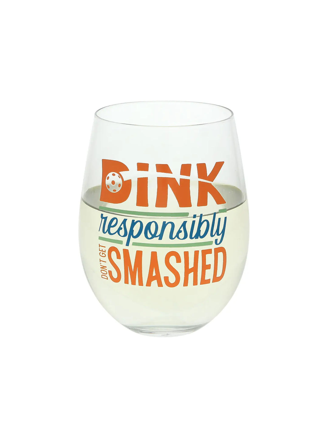 18 oz stemless pinkleball wine glass