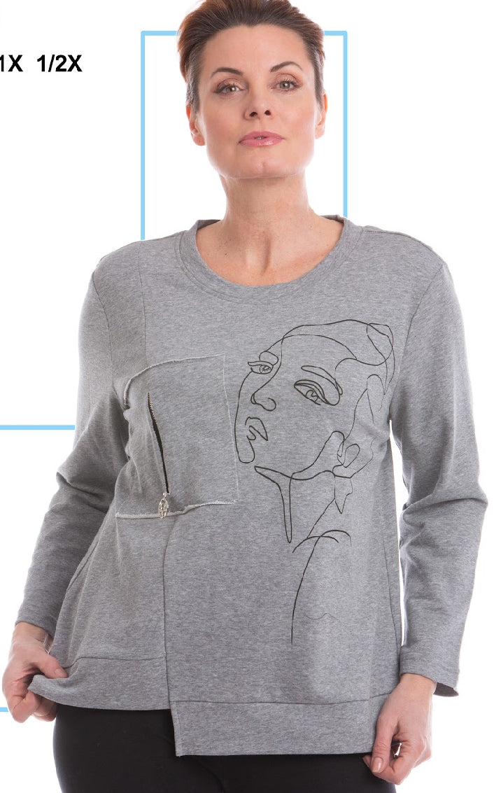 Long Sleeve W/Abstract Lady Face
