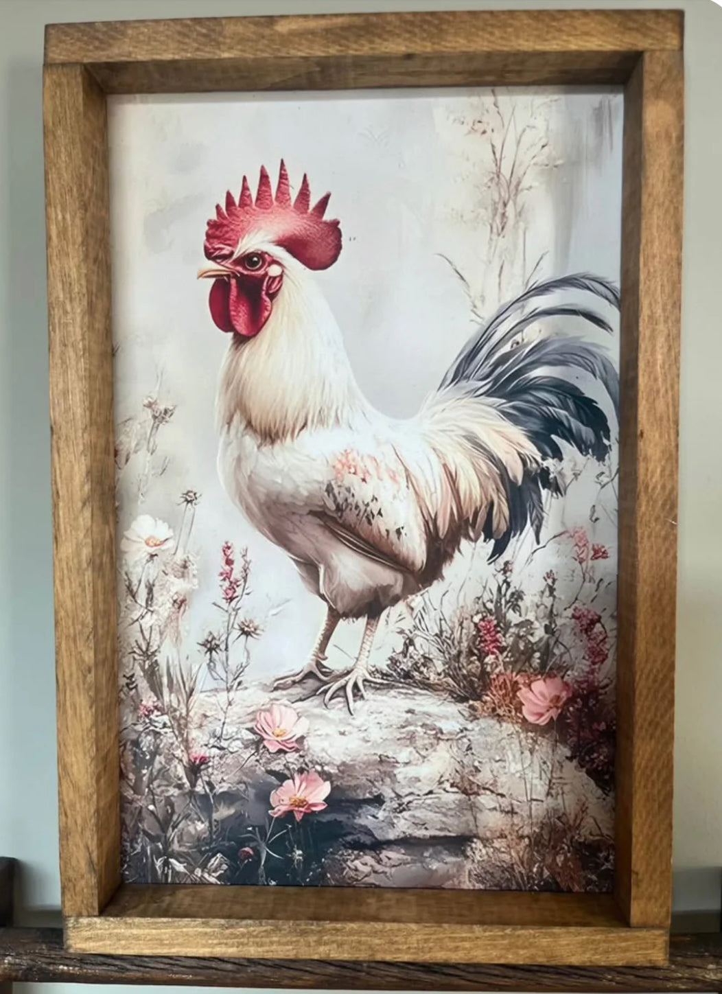 Vintage Rooster Farmhouse Sign