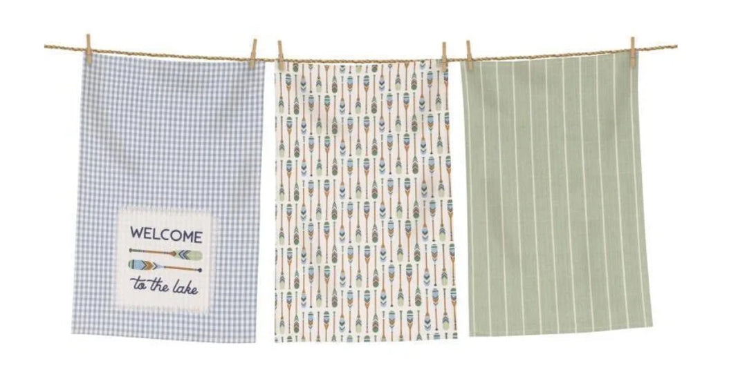 3pc Set Welcome To The Lake Tea Towel