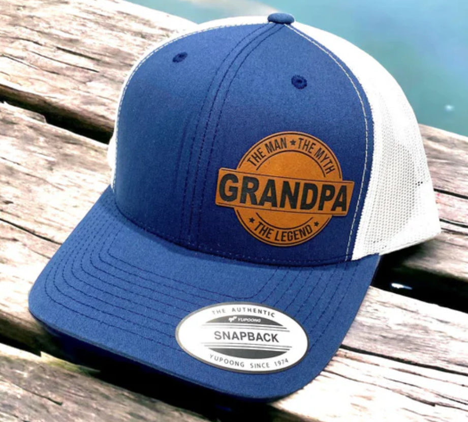 Grandpa Leather Patch SnapBack Hat