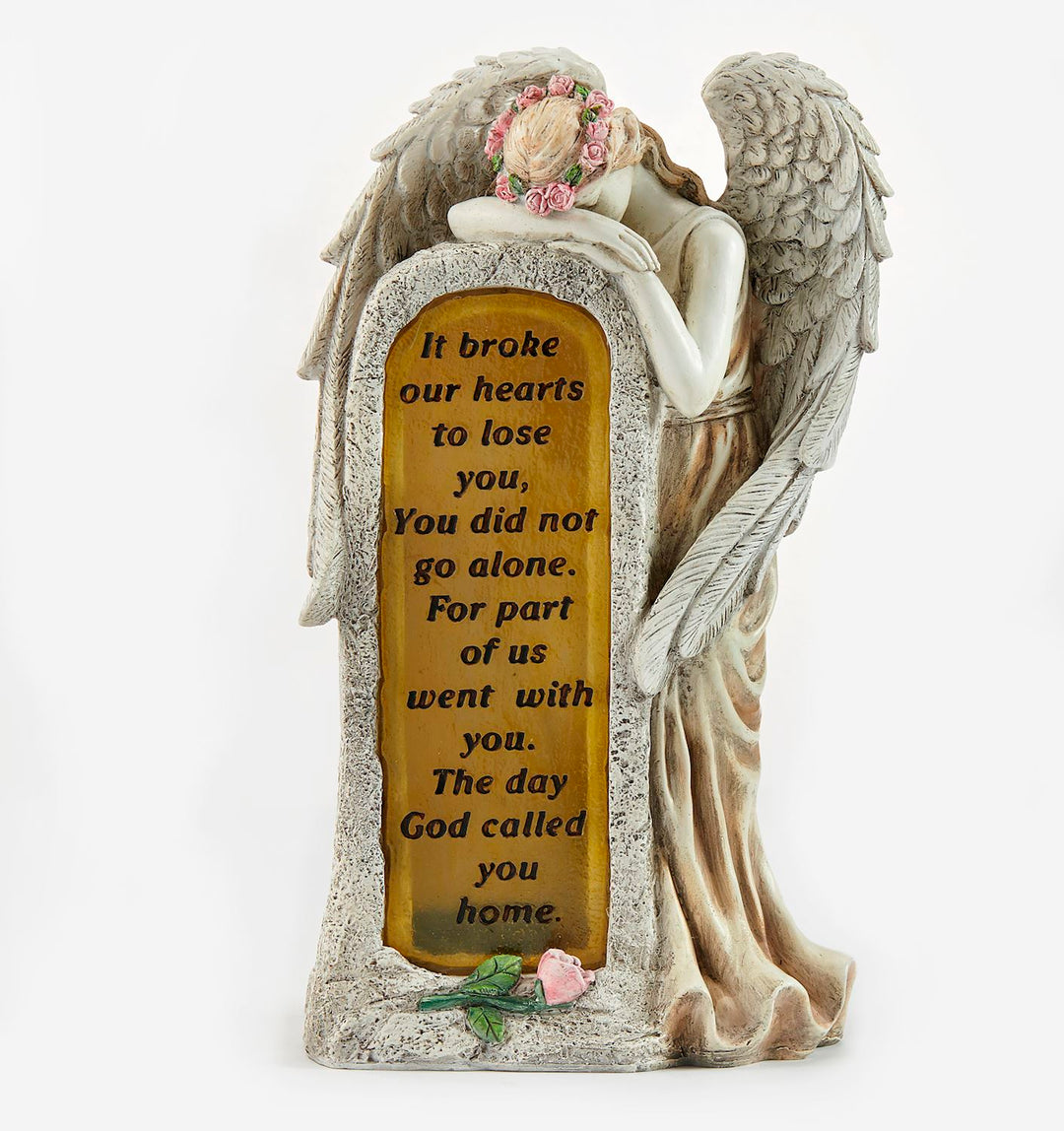 Solar Angel Figurine W/Memorial Sentiment