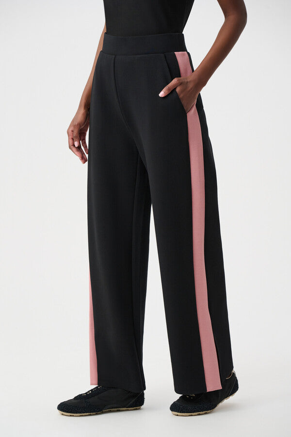 Wide Leg Black & Pink Pull On Pant