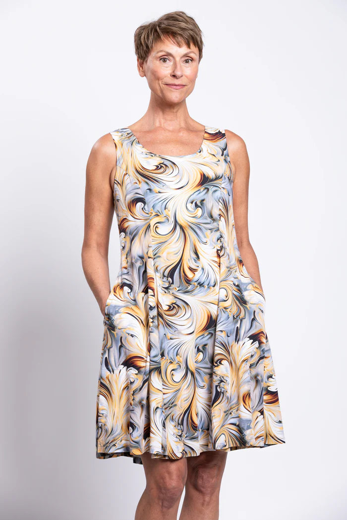 Sara Coffee Marble Rayon Dress