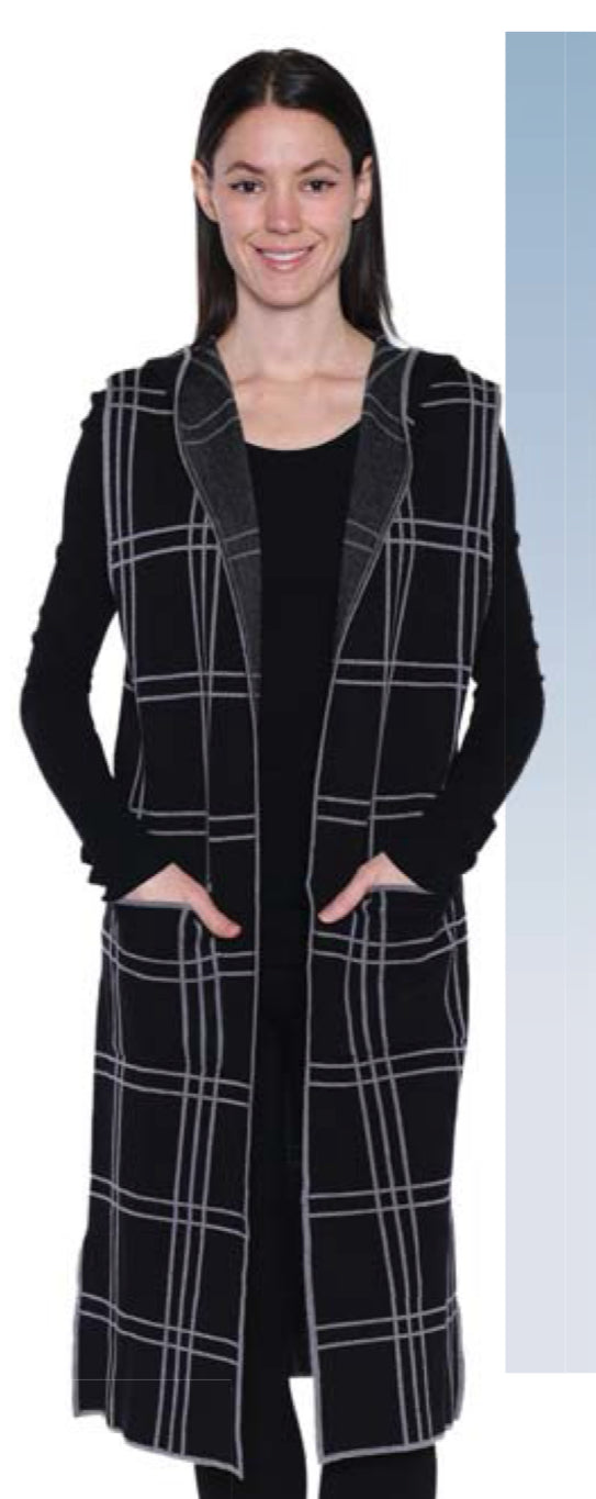 Black Stripe Pattern Long Vest