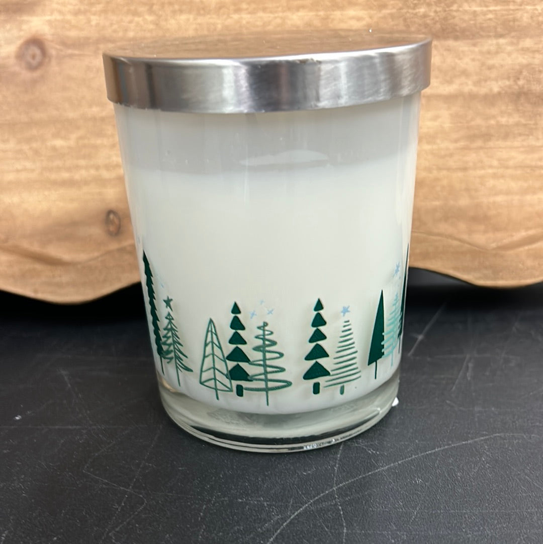Christmas Glass Candle Jar W/Lid