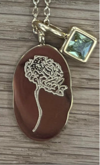 Gold Birth Flower Necklace W/Charm