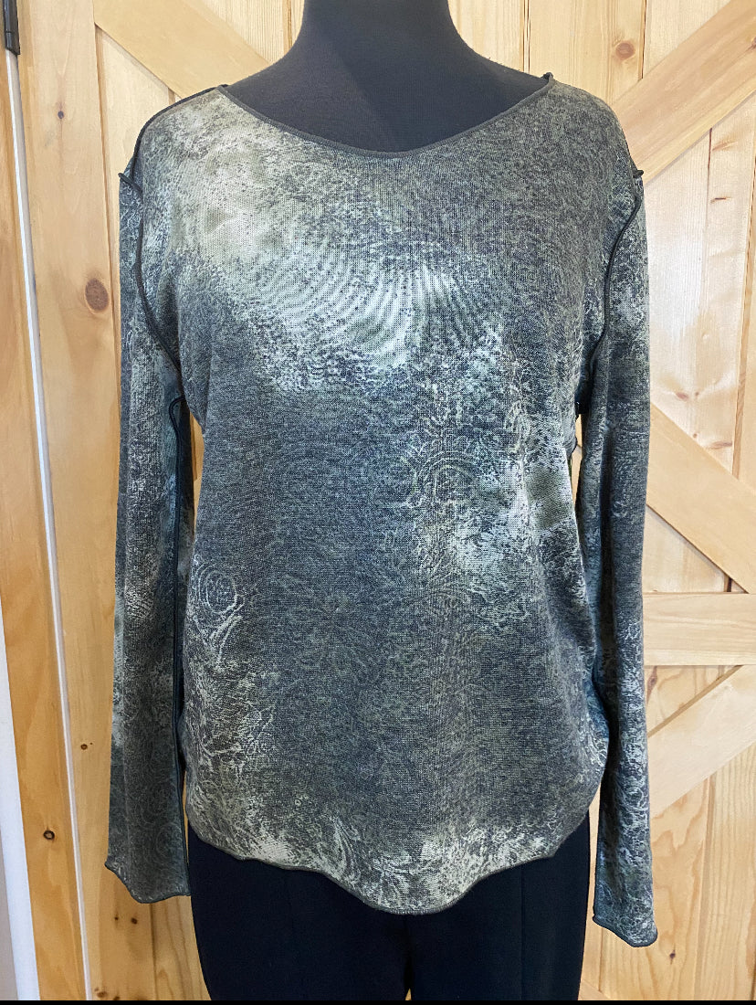 Reversible Olive Abstract Long Sleeve