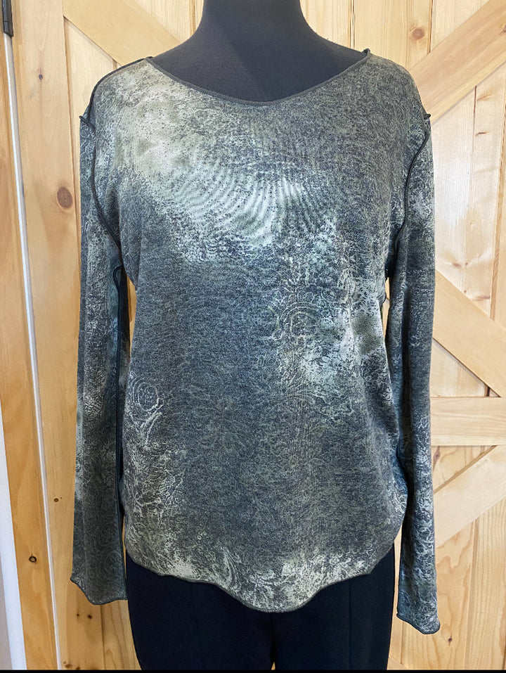 Reversible Olive Abstract Long Sleeve